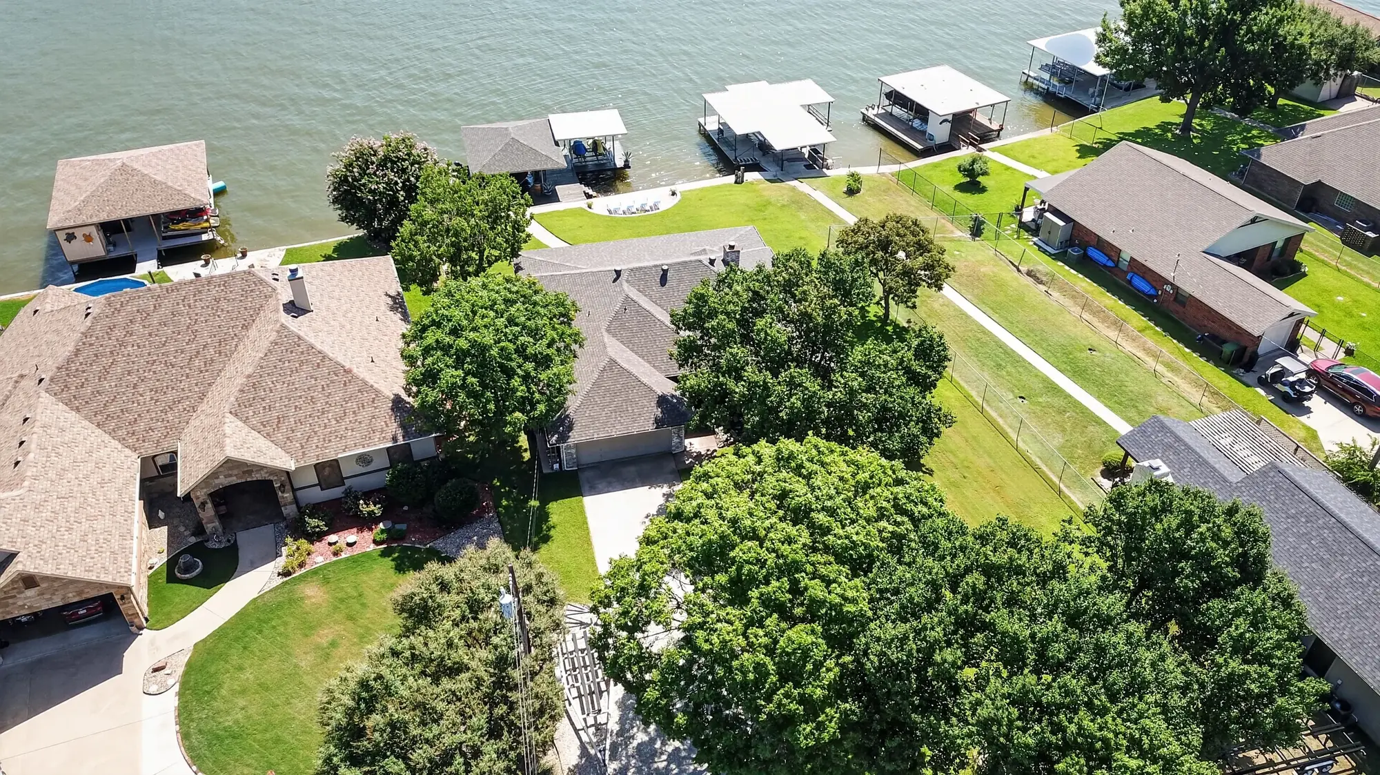 Drone photo showing 1803 Chisec Court near Lake Granbury in Granbury Texas